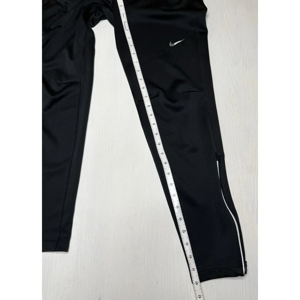 Nike Dri Fit Track Pants Womens Med Black Elastic Waist Pull On Zip Ankle EUC